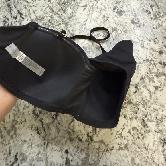 Tempt Me Bikini Top Womens Medium Black Bandeau Strap Padded Swimwear Adjustable - Picture 5 of 6